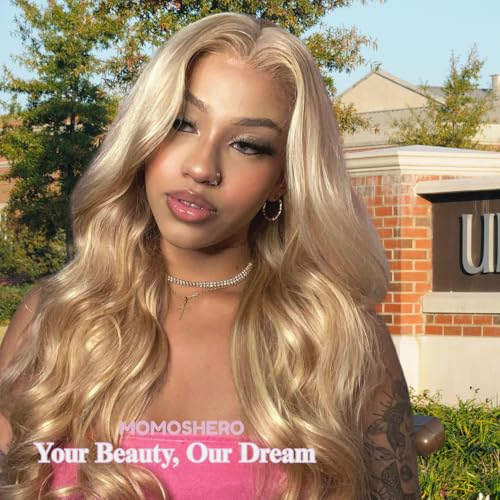 F27/613 Blonde Highlight Human Hair Bundles Body Wave, 13A Soft Honey Blonde Body Wave 3 Bundle Healthy 100% Virgin Hair #27/613 Highlight Mix Colored Wavy Weave for Women 3pcs 14 16 18 Inch
