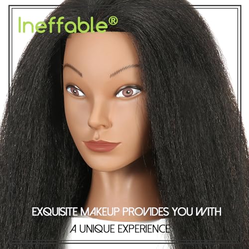 Ineffable 16"Mannequin Head with 100% Real Human Hair Mannequin Head for Braiding Hairstylists Manikin Head Cosmetology Doll Head for Hair Styling (16inch)
