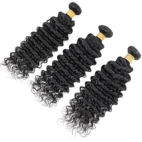 Augfst Brazilian Virgin Human Hair Bundles 10 12 14 Inch Deep Wave Bundles Human Hair Unprocessed Brazilian Virgin Natural Color Sewn In Quick Weave for Black Women