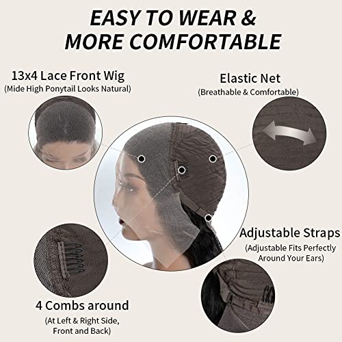 Spotlight 13x4 HD Lace Front Wig Human Hair,180% Density Transparent Body Lace Frontal Wig,Pre Plucked with Baby Hair - 3D Lace (26 inch)