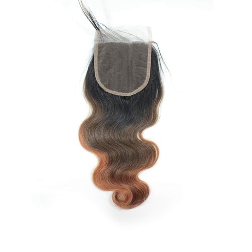 Forawme 14 Inch Free Part 4X4 Top Closure Pre Plucked 1B/4/30 Ombre Body Wave Human Hair Lace Closure With Natural HairlineSoft Braziian Virgin Hair Pieces