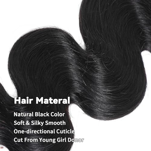 15A Raw Indian Human Hair Bundles Body Wave Bundles Human Hair,Triple Lifespan Virgin Remy Hair,No Tangle Shedding,Keep Texture Silky Soft After Multiple Washes (1 Bundle Natural Black, 30 inch)