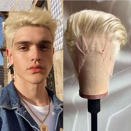 Hesperis Shaved Boy Cut 613 Blonde Human Hair Wig Brazilian Remy Men Wigs Short Cut Full Lace Human HairWigs Pre Plucked For Men