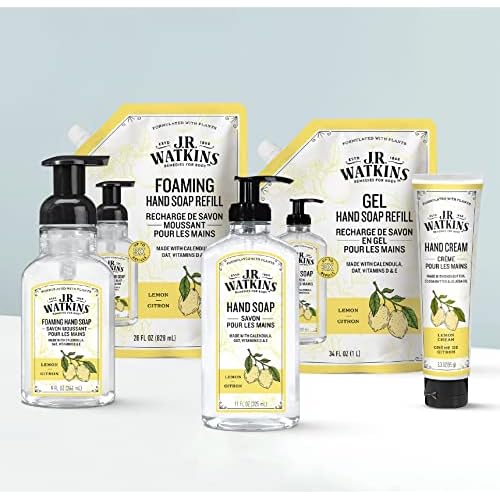J.R. Watkins Natural Moisturizing Hand Cream, Hydrating Hand Moisturizer with Shea Butter, Cocoa Butter, and Avocado Oil, Cruelty Free, 3.3oz, Lemon Cream, 3 Pack