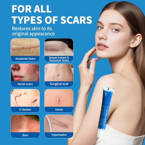 Silicone Scar Gel, Advanced Scar Cream treating for New and Old Scars, Surgical Scars, Burn Scars, Stretch Marks, Acne Scars, Dark markings, Keloid Removal 0.70 oz (2tube)