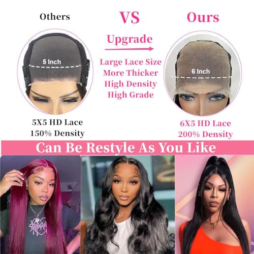 6x5 Wear and Go Glueless Wigs Human Hair Pre Plucked Pre Cut HD 200% Density Lace Straight Lace Front Wigs Human Hair Glueless Lace Front Wigs For Women 30 Inch