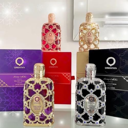 Orientica Luxury Collection Miniature Dicsovery Set Eau De Parfum - Amber Rouge, Royal Amber, Oud Saffron, Velvet Gold & Royal Bleu - Arabic Perfume for Men & Women - 5 x 7.5ml