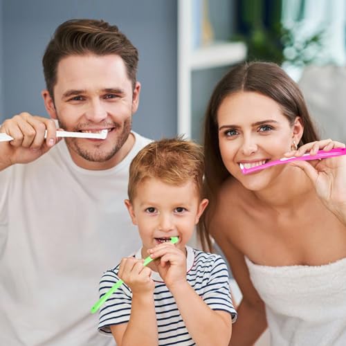 8 Pieces End Tuft Toothbrush with Cover, Soft Interdental Brushes Tapered Brush Braces Toothbrush for Orthodontic Braces Detail Cleaning(Blue/Green/Rose Red/White)