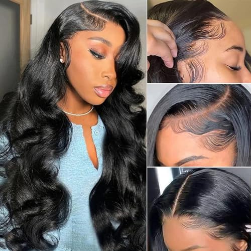 13x6 Lace Front Wigs Human Hair Pre Plucked 200 Density Body Wave Lace Front Wigs Human Hair HD Lace Frontal Wigs For Women With Baby Around Natural Hairline 28 Inch