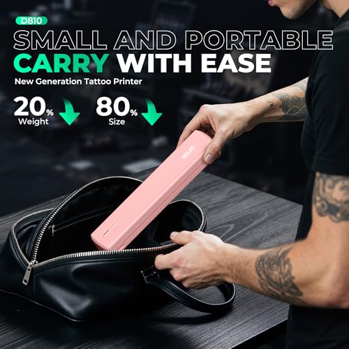 Nelko Tattoo Stencil Printer, D810 Wireless Thermal Tattoo Printer with 10pcs Tattoo Transfer Papers, Portable Tattoo Machine for Artist & Beginners, Compatible with Phones, Tablets & PC, Pink