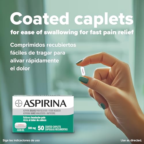 Aspirina Pain Reliever, 500mg Aspirin Medicine, Headache Relief, 50 Count