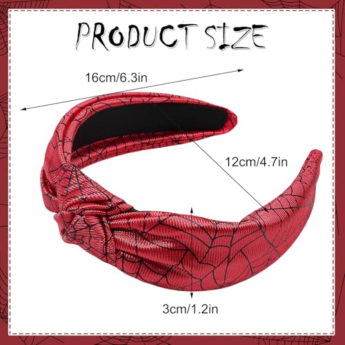 Halloween Headband for Women Girls, Black Spider Web Hair Band Wide Top Knot Red Hair Accessories Non Slip Headband Funny Halloween Party Costume Cosplay Supplies Decoration