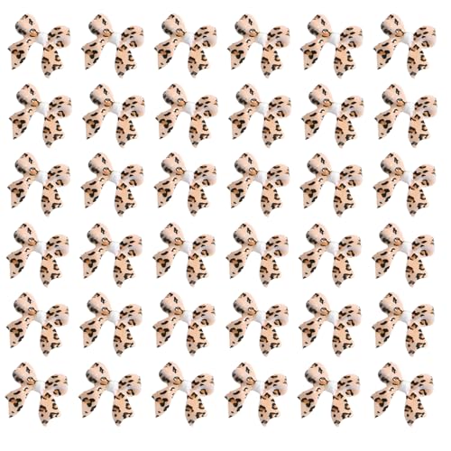 36Pcs Leopard Print Bow Nail Art Charms - Acrylic Rhinestone - Bow Shape - Nail Art Rhinestones