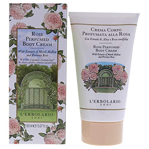 L'Erbolario Body Cream ? Moisturizing Body Butter with Marsh Mallow and Provence Rose ? Nourishing Skin Care with Floral Amber Scent ? Rose - 5.1 oz