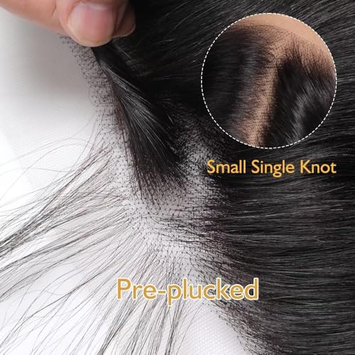 13x4 HD Lace Front Closure Ultra-Thin Invisible Frontal HD Lace Pre Plucked With Baby Hair 12A Silk Straight Brazilian Human Hair Extensions Single Knots 20 Inches