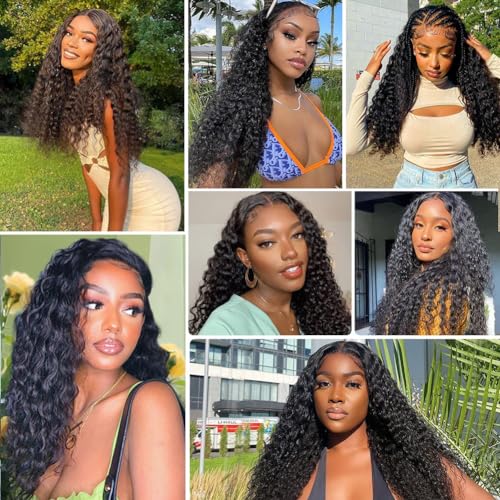 Tuneful Deep Wave Lace Front Wigs Human Hair Pre Plucked 220 Density 13x6 HD Transparent Lace Frontal Human Hair Wig 22 Inch Glueless Curly Wigs Human Hair for Women
