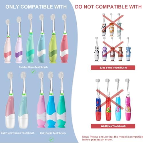 Baby Toothbrush Heads Compatible with Papablic BabyHandy/Toddler Sonic Electric Toothbrushes, Compatible with Brush-Baby BabySonic/Seago SG902/SG602, 5 Pack (18-36 Month)
