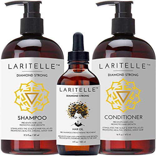 Laritelle Organic Hair Growth Set ? Diamond Strong ? Shampoo, Conditioner & Treatment Combo ? Nourish, Strengthen & Promote New Hair Growth ? Made in USA