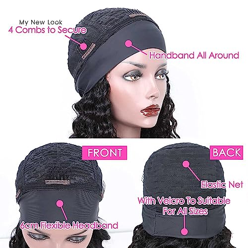Smoothair Headband Wig Human Hair Kinky Curly Headband Wigs for Black Women Human Hair Wigs Glueless 28 Inch None Lace Front Wigs 150% Density (No Mixed)