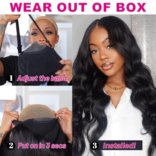 Glueless Wigs Human Hair Pre Plucked Pre Cut 5x5 Body Wave Lace Closure Wigs Human hair 250 Density Colsure Wigs for Women Ready to Wear Wig 99j Burgundy 22 Inch