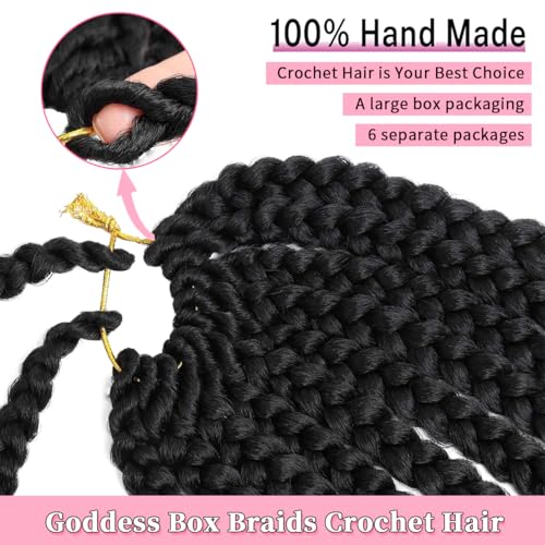 Crochet Box Braids 14 Inch 6 Packs 144 Strands Goddess Box Braids Crochet Hair Pre looped Crochet Hair for Black Women (14 Inch 1B)
