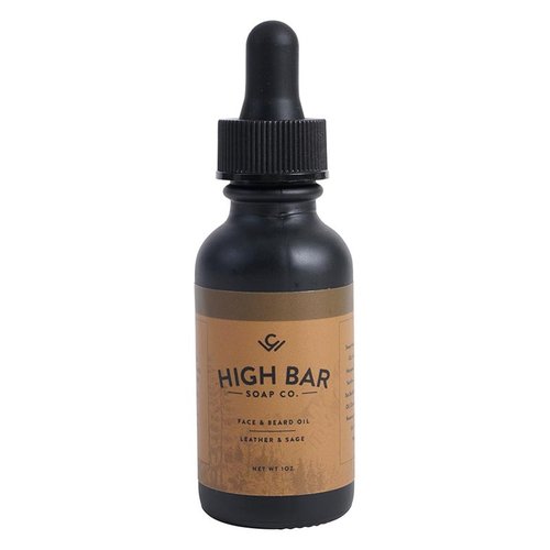 COLE WHEELER Vegan Leather & Sage Fragrance Face and Beard Oil, Natural Moisturizing, Vegan, Animal Fat Free, 1oz