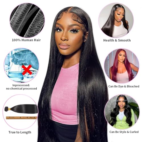 Straight Human Hair Bundles,Brazilian Virgin Human Hair Bundles Straight,100% Unprocessed Raw Human Hair Straight Bundles 18 Inch, No shedding No Tangle Double Strong Weft Natural Color