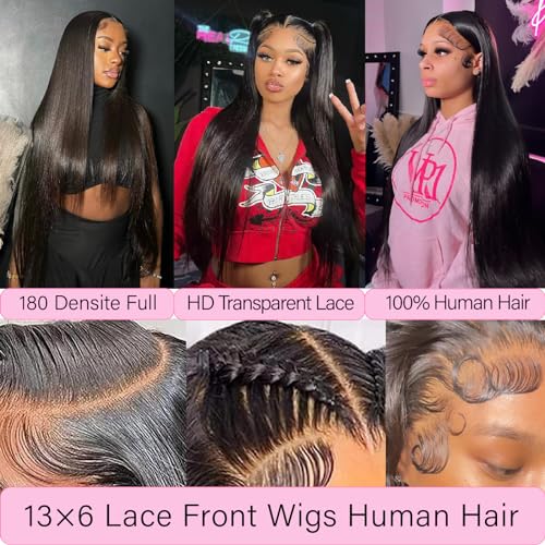 13x6 lace front wigs human hair 34 Inch Pre Plucked 200 Density HD Transparent Lace Front Wigs Human Hair Straight Lace Front Wigs With Baby Hair