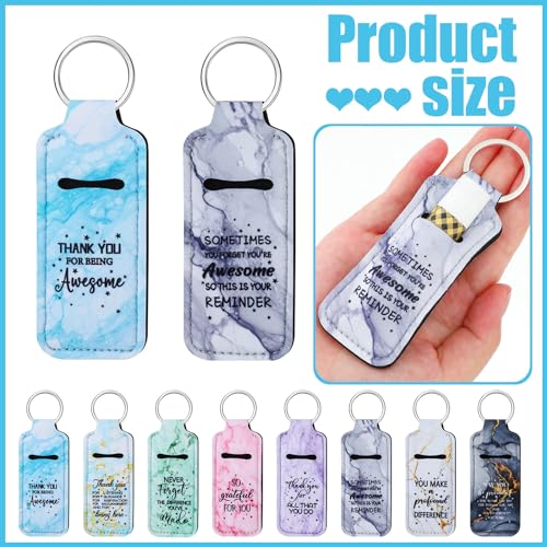 72 Pcs Lipstick Holder Bulk Lipstick Holder Keychain Thank You Inspirational Lip Gloss Pouch Portable(Marble Colors)