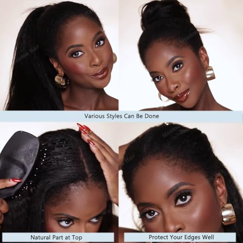 Kinky Straight Knotless Pre Separated Crochet Human Hair Extensions Pre Looped Braids Bundles With Threading Burmese Virgin Human Hair for Braiding Micro Link Meadow Hair 18inch 120g