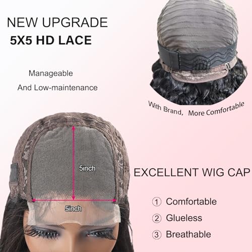 SODLIS 5x5 HD Lace Closure Wigs Human Hair Wear And Go Glueless Wigs Human Hair Pre Plucked With Baby Hair Ready to Go Deep Wave Lace Front Wigs Human Hair for Women(30 Inch)