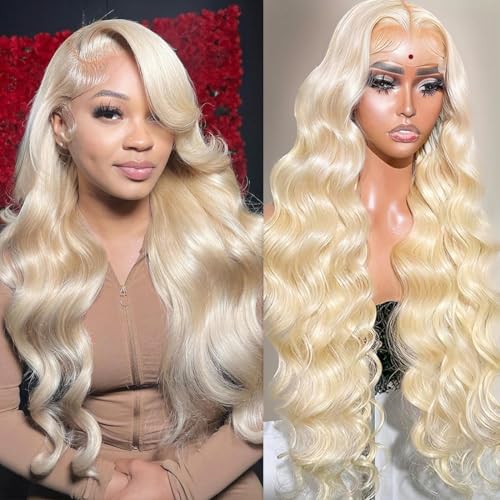 613 Lace Front Wig Human Hair 200% Density Blonde wig Human Hair 13x6 Body Wave Blonde Wigs for Women Brazilian Virgin HD Transparent Lace Front Wigs Pre Plucked 30 Inch