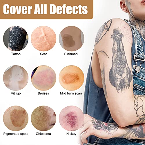 Tattoo Cover Up Makeup, 2 Colors Tattoo Cover Up Concealer, Suitable for Scars, Vitiligo, Spots, Waterproof and Sweatproof