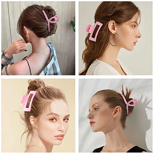 Pink Hair Clips, 6 Pack Cute Hair Clips for Thin Thick Hair 1.85-4.5 Inch Matte Non Slip Jaw Clips Flower Banana Butterfly Claw Clips Hair Accessories for Women and Girls¡¦