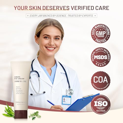 Moisturizing Crepe Fix Cream ? Tightens and Firms Face, Neck & Body, Anti Wrinkles for Crepey and Sagging Skin, Women & Men, 4.23 Fl Oz
