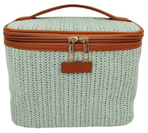 ORB Style - ANEW Cosmetic Bag-CB109MT-Herringbone-Train Case-Mint/Tan