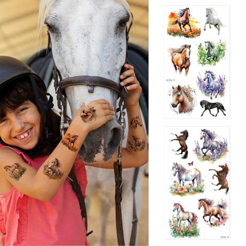 64 PCS Horse Temporary Tattoos For Kids Cute Horse Tattoos Stickers Birthday Party Supplies Party Favors Decorations Classroom School Prizes Perfect For Both Girls And Boys