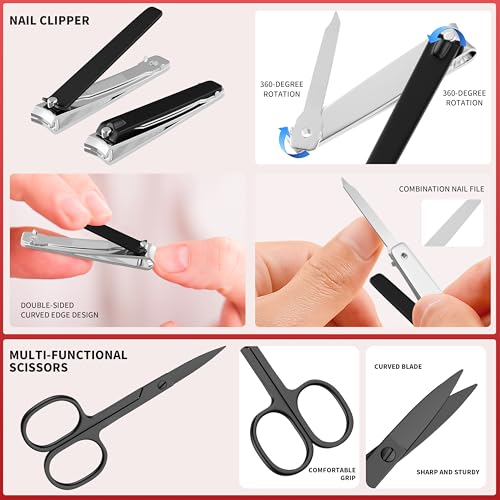 Tweezers for Women Facial Hair, 9 in 1 Eyebrow Kit with Tweezers, Eyebrow Trimmer Scissors, Razor, Brush with Leather Travel Case, Hair Plucking Daily Beauty Tools