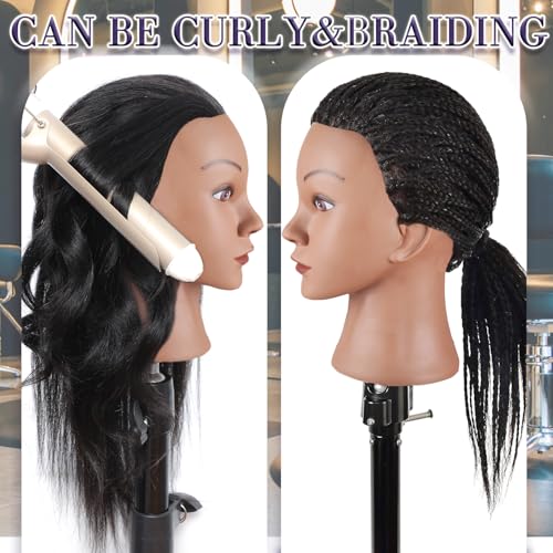 Ineffable 16"Mannequin Head with 100% Real Human Hair Mannequin Head for Braiding Hairstylists Manikin Head Cosmetology Doll Head for Hair Styling (16inch)