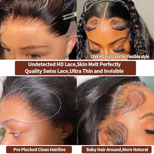 30 Inch Body Wave Lace Front Wigs Human Hair 13x6 HD Lace Frontal Wigs Human Hair Pre Plucked 200% Density Glueless Wig For Women Natural Color