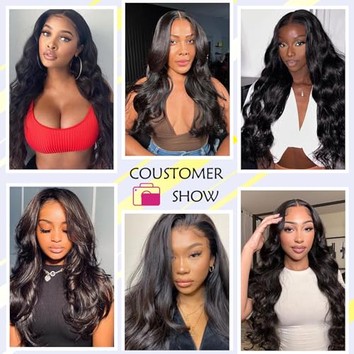 Body Wave Brazilian Human Hair 3 Bundles Human Hair for Black Women 16 18 20 Inch 12A Grade 100% Unprocessed Straight Virgin Hair Bundles Hair Extensions Natural Color