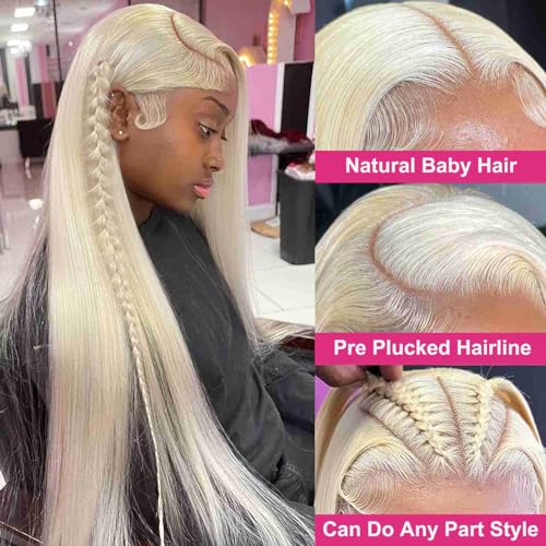 Sebast 34 Inch 13x6 613 Lace Front Wig Human Hair 200 Density Long Blonde Wig Human Hair 613 HD Transparent Lace Frontal Wig 13x6 Straight 613 Blonde Wigs Human Hair for Women