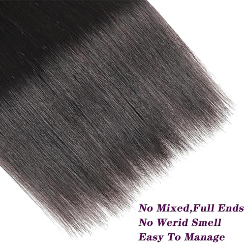 Straight Bundles Human Hair 40 inch 100% Unprocessed Brazilian Straight Hair Bundles 12A Remy Virgin Retain the Intact Cuticle, Long Lifespan
