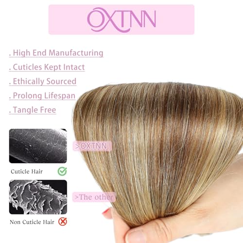 Clip in Hair Extensions Real Human Hair Chestnut Brown to Golden Blonde 22 inch 7pcs 100g/Pack, Human Hair Clip in Extensions, Salon-Grade Quality, Easy Comfort Wear for Women (#P6/22, 22 inch)
