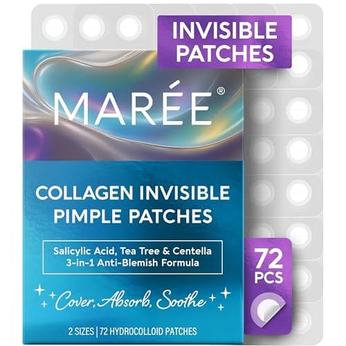 MAREE Invisible Pimple Patches - Clear Pimple Patches for Face - Hydrocolloid Acne Patches Anti Blemish - Zit Stickers for Face - Parches Para Acne - Pinple Zit Patches Pimple Stickers - 72 Dots