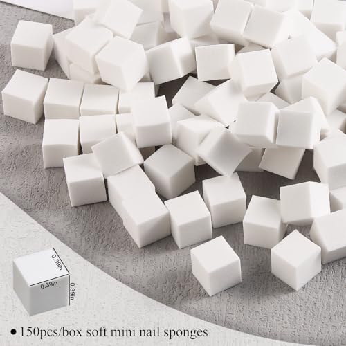 150Pcs Soft Nail Sponges for Ombre Mini Nail Art Sponges With Grabbing Pen Aura Nail Gradient Brush for Gel Nail Polish Sponge With 50pcs Disposable Gel Polish Palette Paper