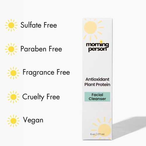 Antioxidant Plant Protein Facial Cleanser - Calming And Soothing With Green Tea And Aloe Vera - Hydrating And De-Puffing - Sulfate and Paraben Free