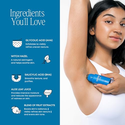 Bushbalm Ingrown Hair Roller Rescue And Nude Oil Bundle - Includes AHA & BHA - Exfoliating, Soothing, Cooling for Intimate Areas, Underarms - Helps With Razor Bumps and Ingrown Hairs, Blue