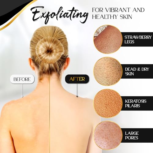 L'Exfose Kessa Hammam Deep Exfoliating Glove 2pc - Korean Exfoliating Mitt for Shower Ideal for Dead Skin Remover, Keratosis Pilaris & Self-Tanning to Improve Skin Tone Made with 100% Natural Viscose