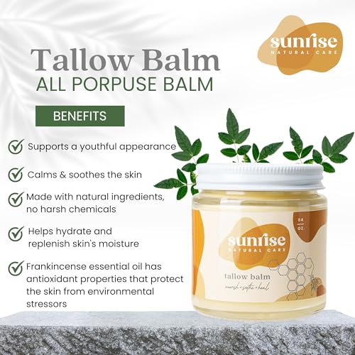 Unwhipped Honey and Tallow Balm - Body and Face Moisturizer - 100% Grass Fed Beef Tallow - 4 ounces - Frankincense